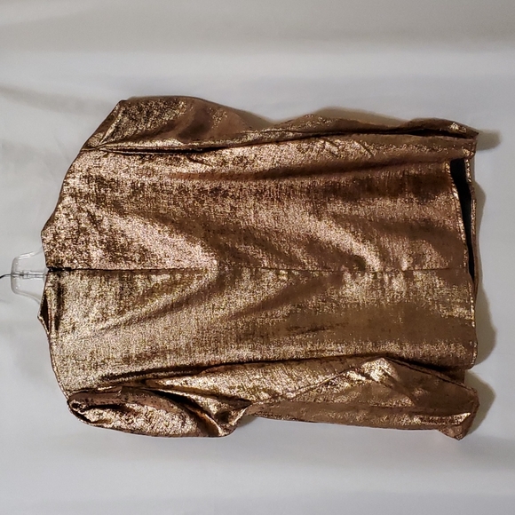 Future Collective Women's Puff Shoulder Long Sleeve Mock Neck Blouse Copper - Picture 13 of 16